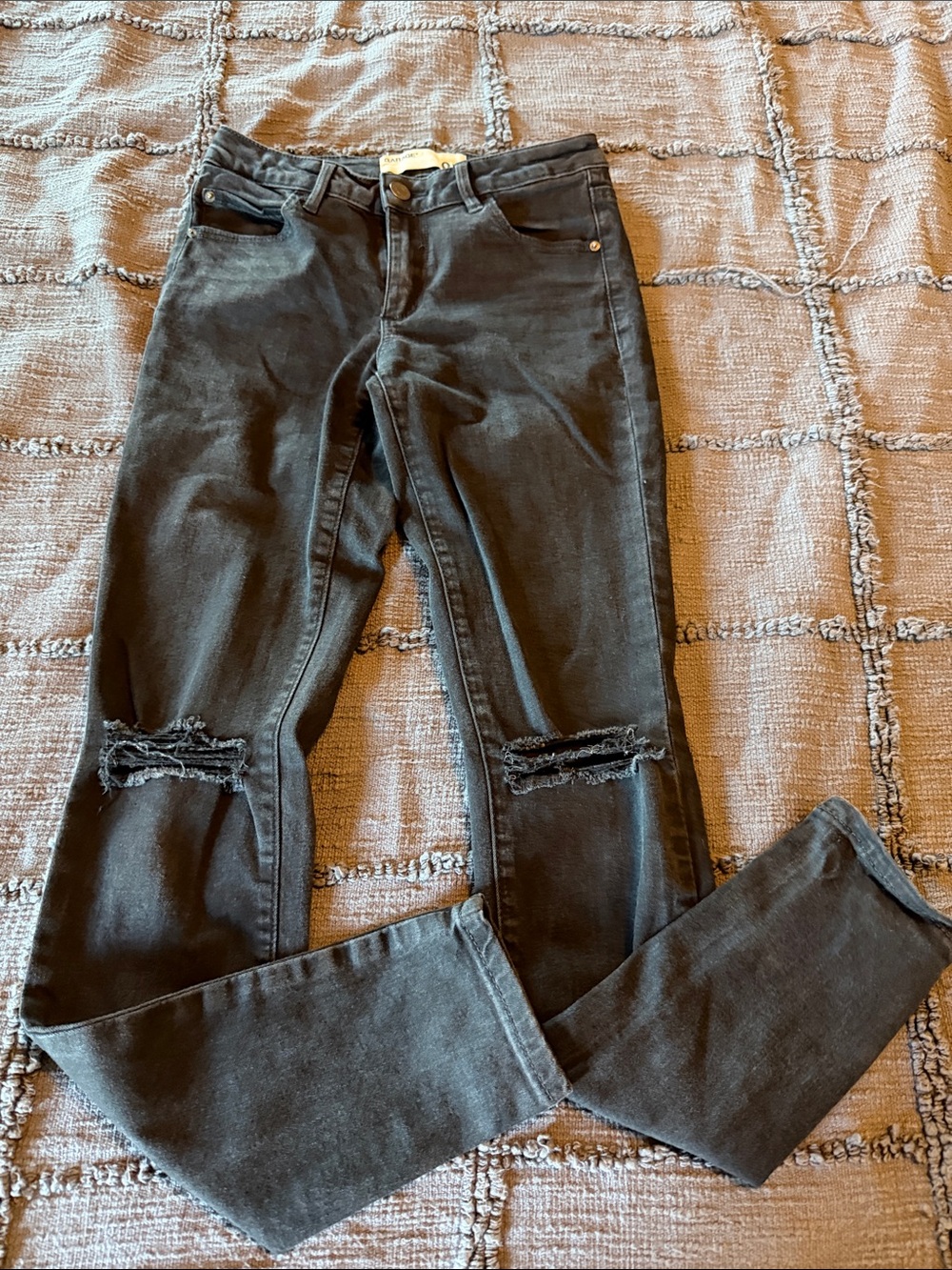Garage Black Skinny Jeans with Distressed Knees